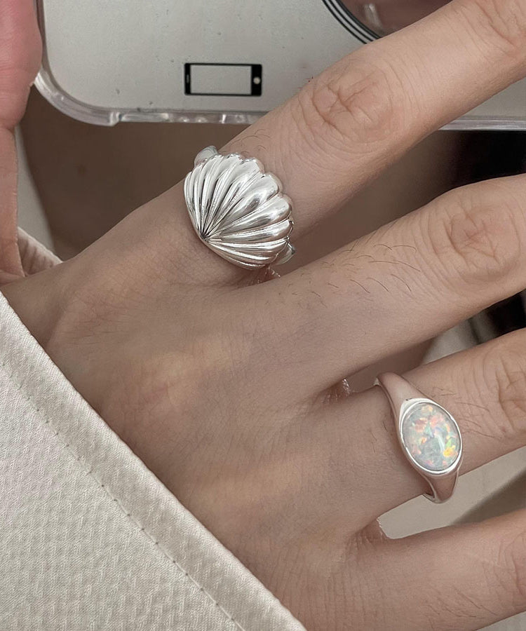 Silver Silk Sterling Two-Piece Rings DIY Shell Set