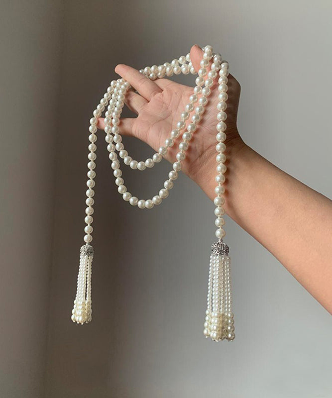 Alloy Tassel White Necklace Gratuated Pearl DIY Bead