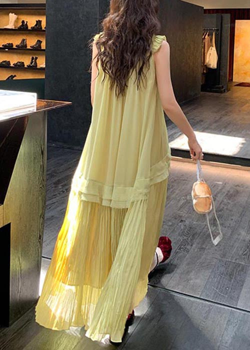 Neck Up Dress Lace Wrinkled V Green Chiffon Elegant Long