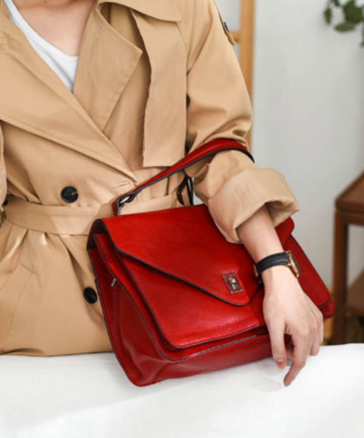 Tote Orange Solid Handbag Leather Elegant Durable