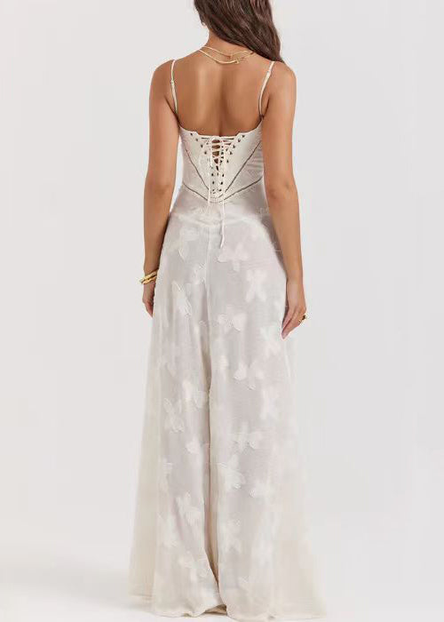 Spaghetti Up Strap Lace Pink Elegant Sleeveless Dress