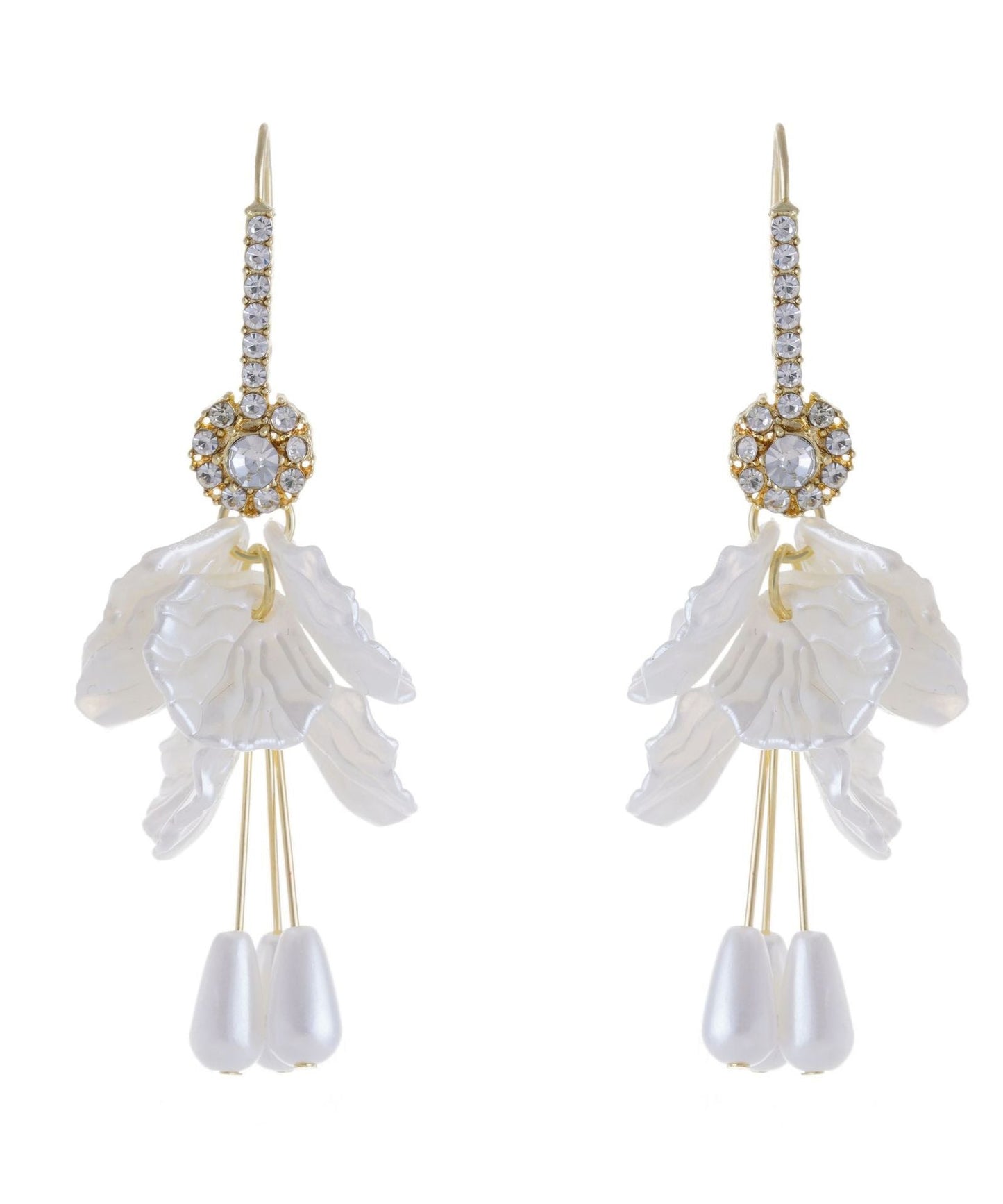 Drop Pearl Earrings Shell Tassel White Copper Elegant Zircon Acrylic