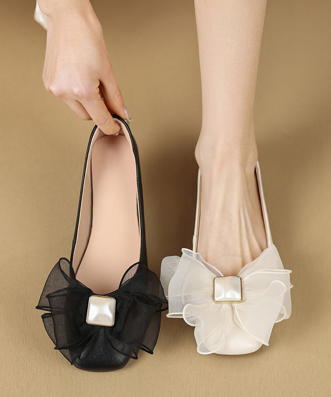 Bow Women Flat For Fashion Shoes Black Splicing