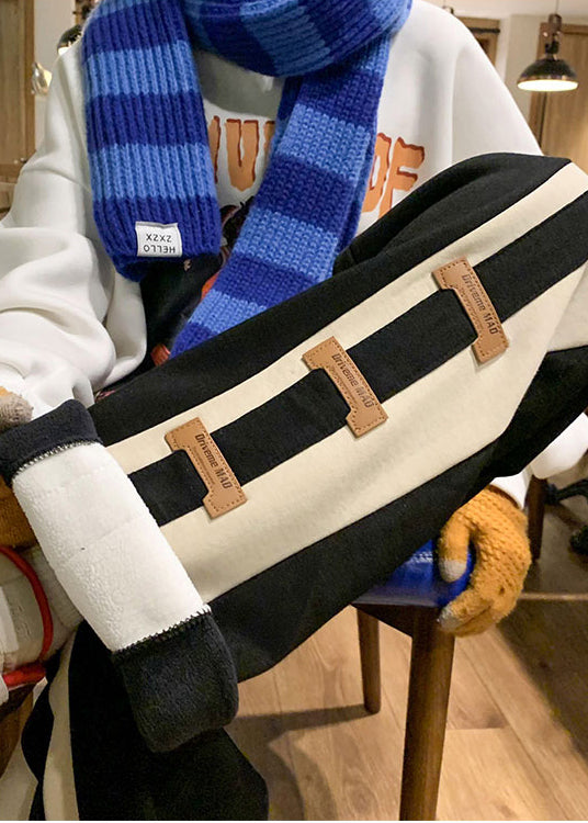 Cotton Pants Oversized Fashion Patchwork Men Black Spring