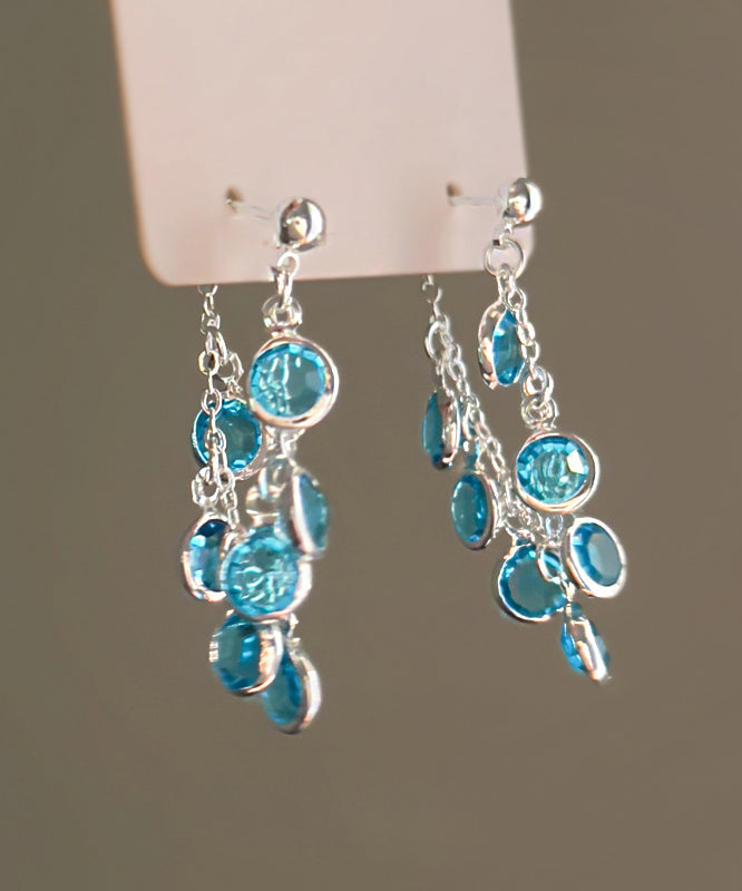 Tassel Of Blue Drop Fashion Grapes Copper Crystal Earrings Bunch