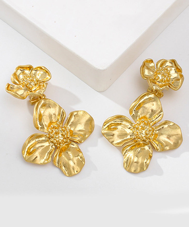 Earrings Ancient Floral Stud Gold Fashion