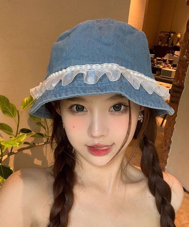 Lace Fisherman Nail Bead Denim Fashion Hat Versatile