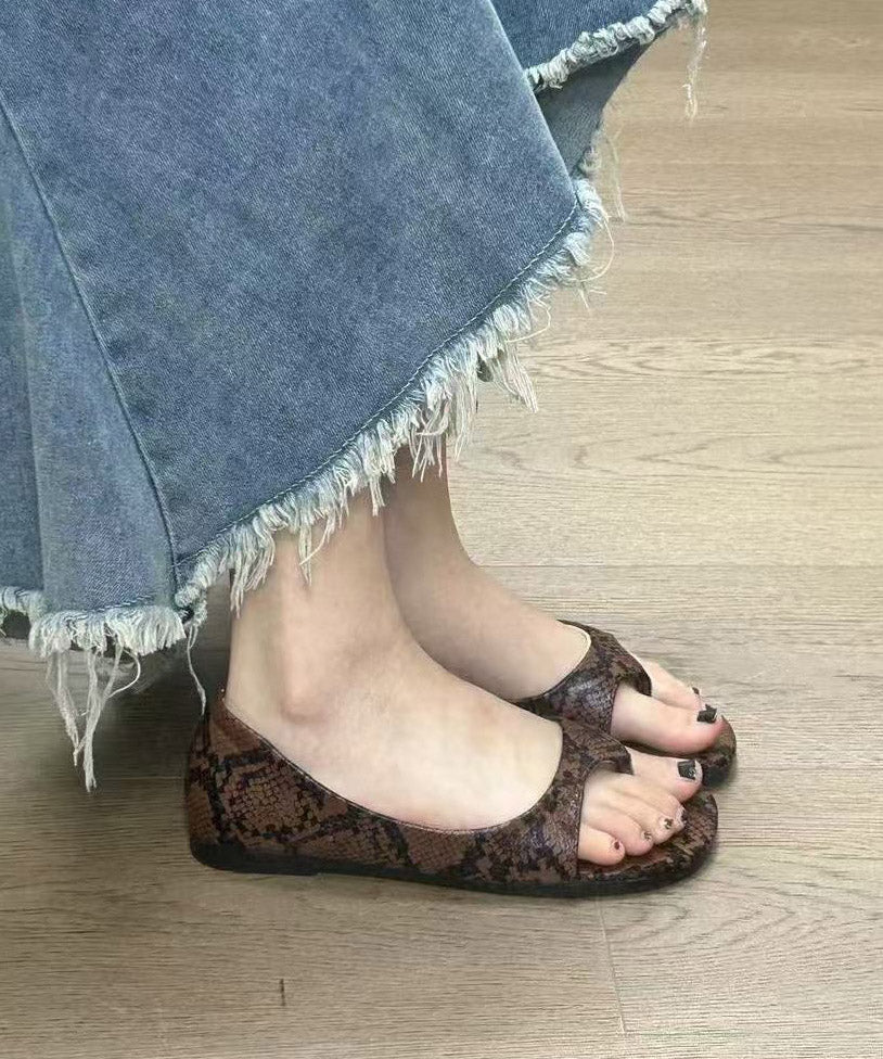 Leopard Fashion Thong Leather Faux New Sandals