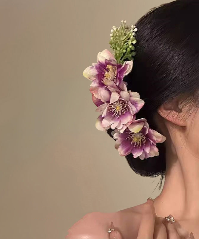 Pink Alloy Hairpin Floral Fabric Fashion