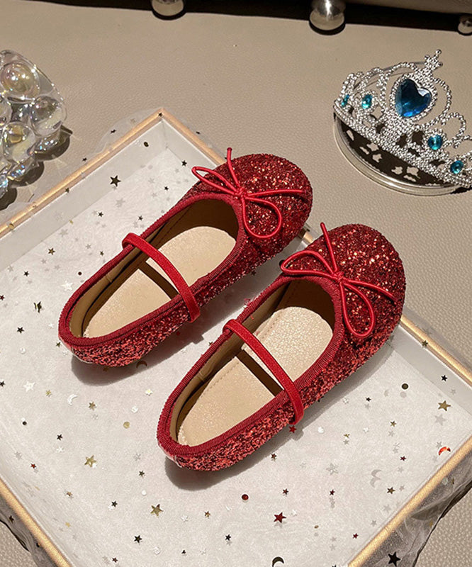 Sequins Kids Up Penny Lace Loafers Fashion Red