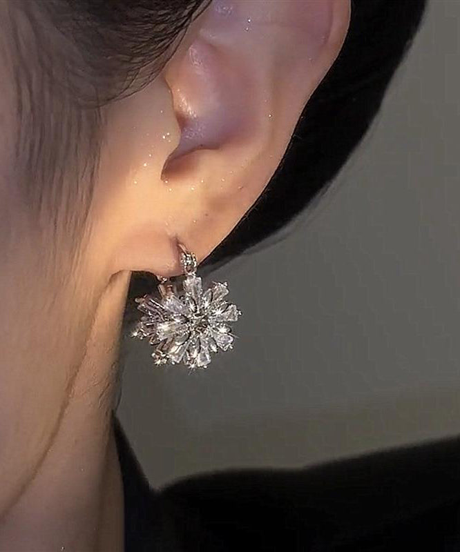 Fashion Silk Copper Zircon Snow Hoop Earrings YD035