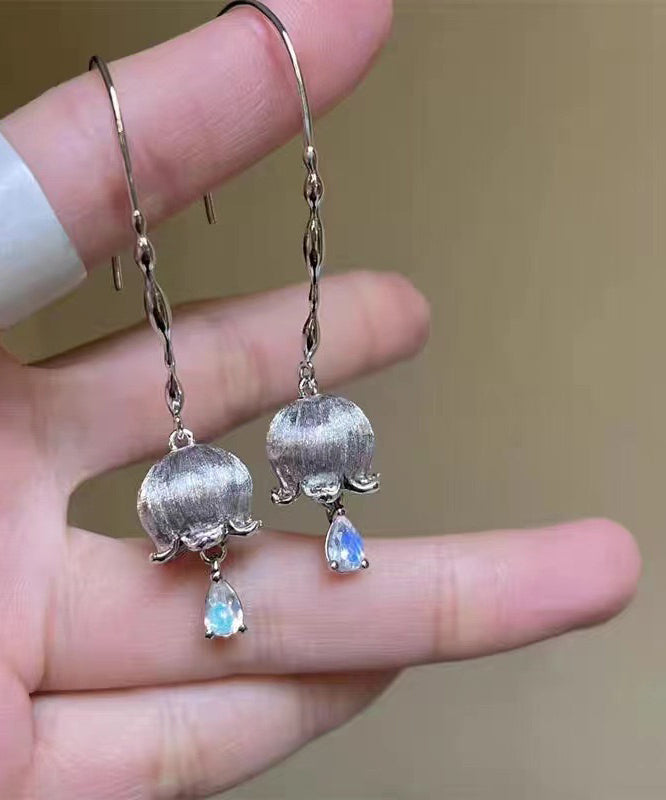 Boucles d'oreilles pendantes en argent sterling et cristal de muguet QQ029