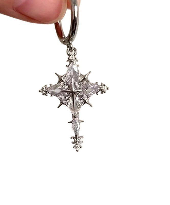 Silk Zircon Snowflake Copper Earrings Fine Drop Overgild