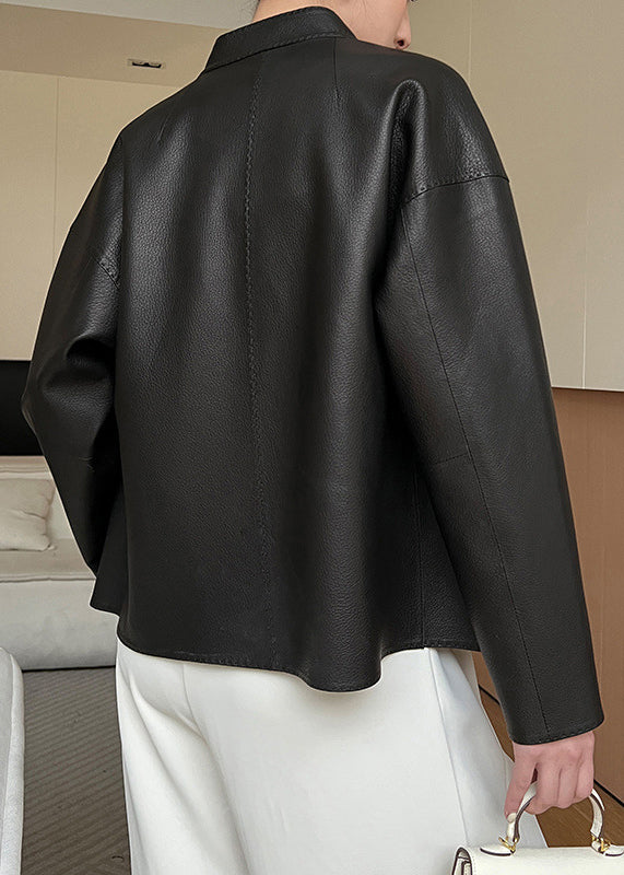 Coats Pockets Leather Sashes Faux French Spring Black