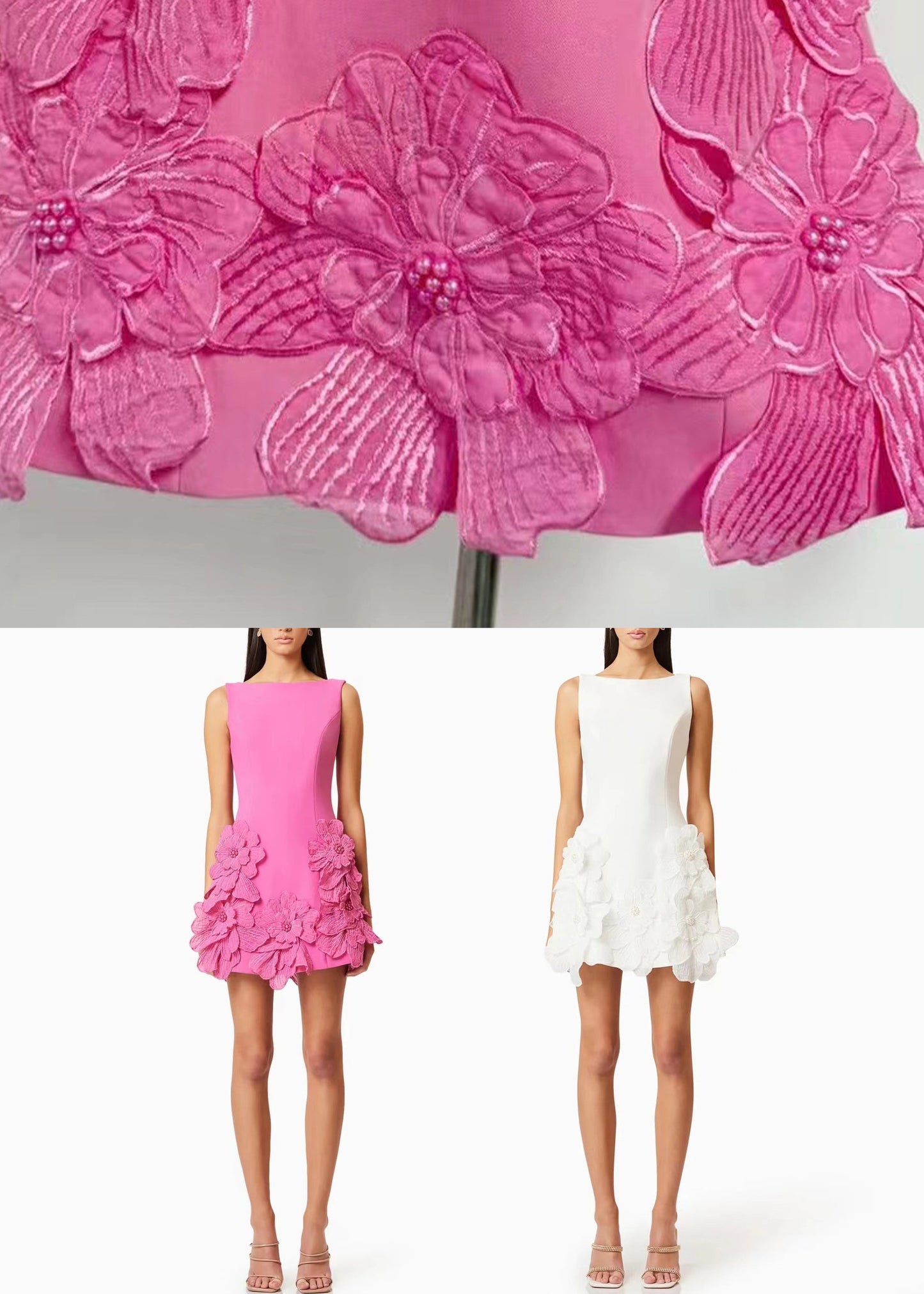 Solid Pink Cotton Dresses French Mini Summer Floral