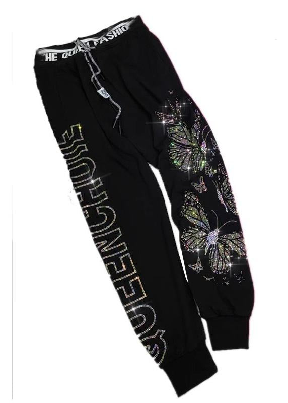 Zircon Pink Pants Butterfly Cotton French Fall