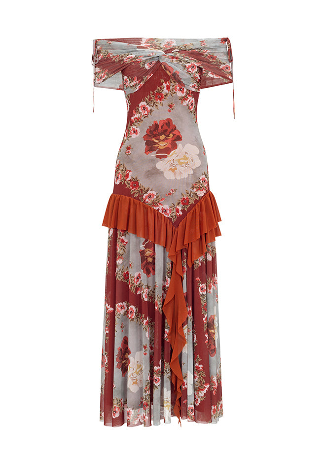 Ruffled Summer Cotton Dress Print Long French Patchwork