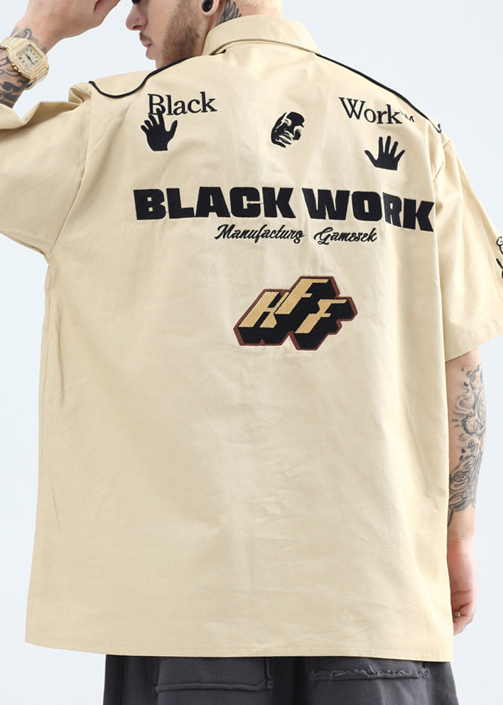 Mens Shirts Yellow Collar Pan Peter Cotton Summer Print French