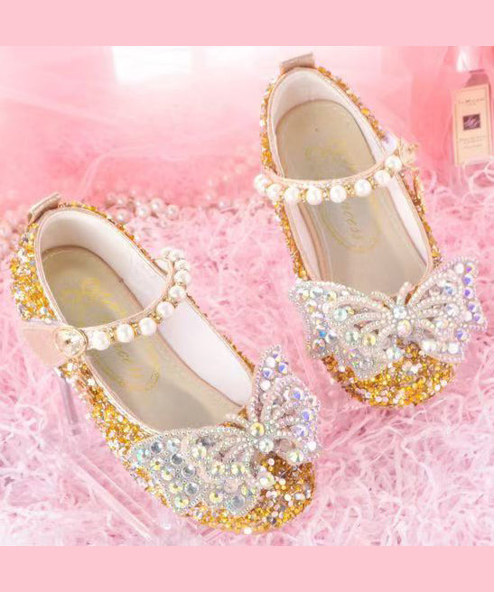 Princess Shoes Chic Bead Buckle Nail Strap Crystal Pink Girl Baby