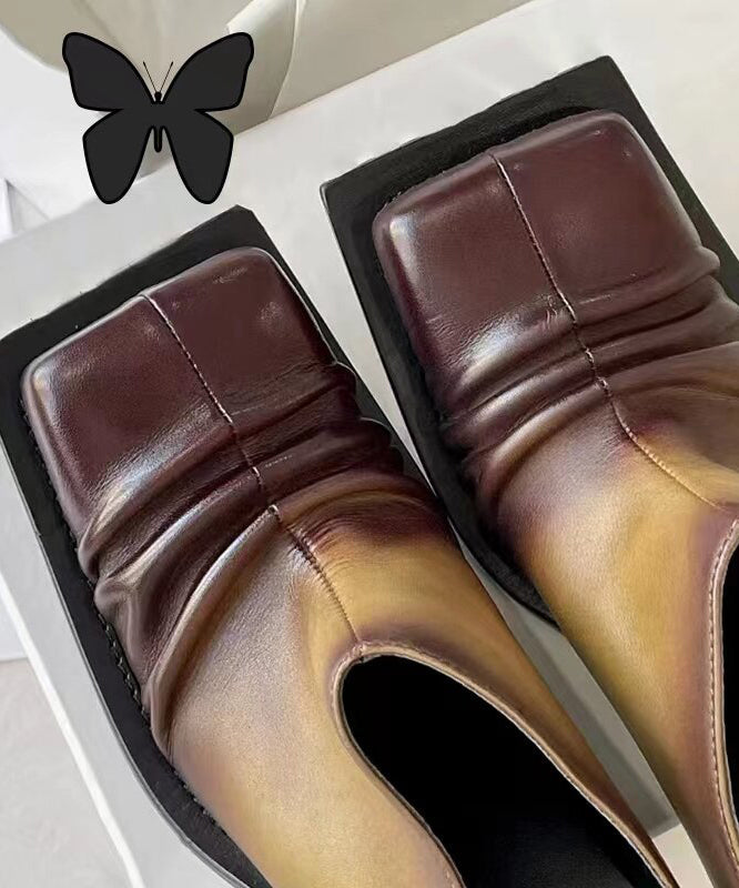 Escarpins épais à talons hauts avec dégradé de couleurs marron JJ015