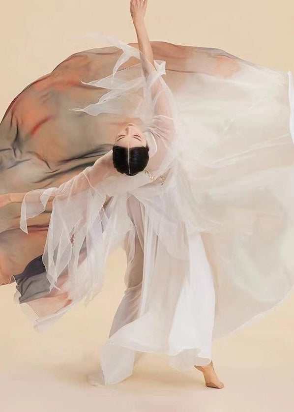 Silk Maxi Waist Skirt Gradient Color High