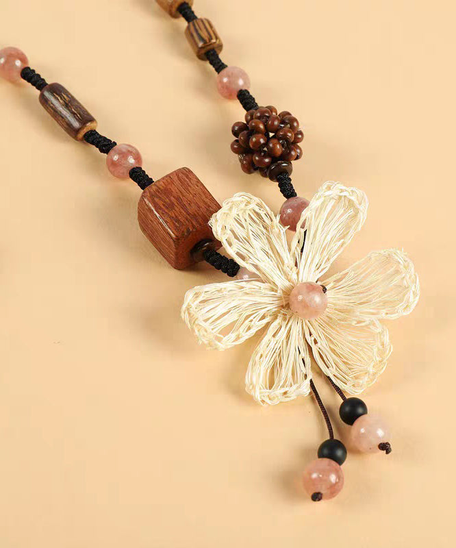 Gratuated Rope Handmade Coloured Glaze Braided Floral Wood Black