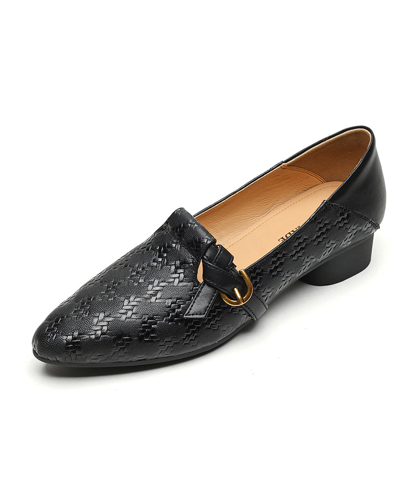 Cowhide Shoes Toe Leather Pointed Brown Flat Feet Handmade