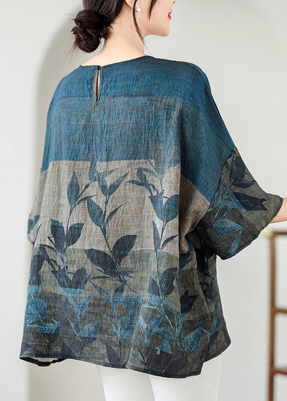 Handmade Colorblock O-Neck Print Cozy Top Summer AP060