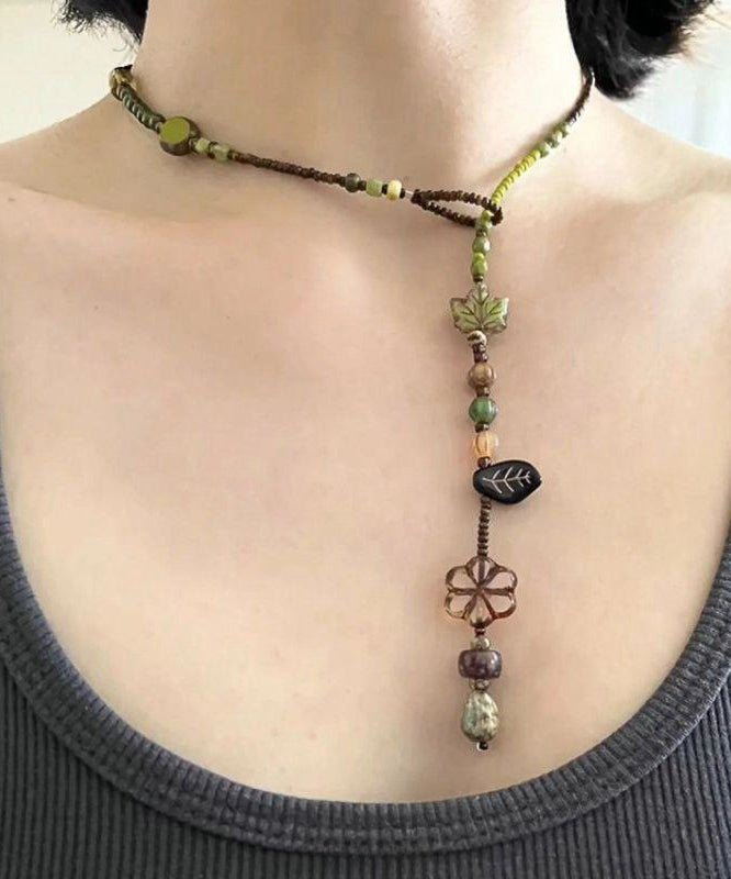 Weaving Bead Necklace Colorblock Handmade Beading Gratuated