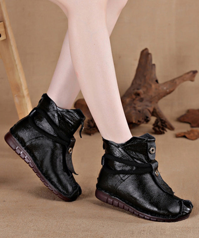 Splicing Boots Handmade Brown Cowhide Leather Comfortable