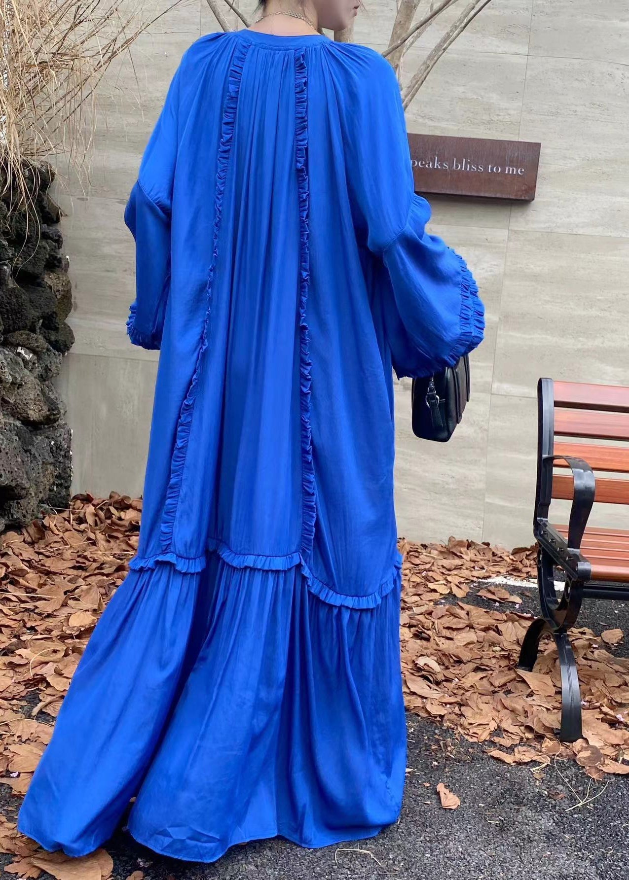 Cotton Ruffled Handmade Fluorescent Oversized Vacation Green