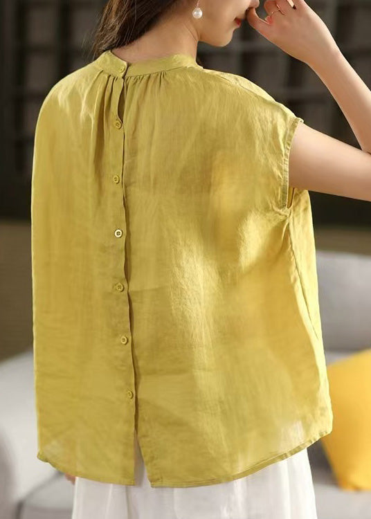 On Top Wear Blouse Handmade Both Yellow Sides Summer Linen