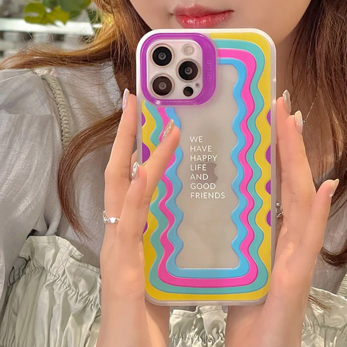 Coque de téléphone à motif de cœur coloré