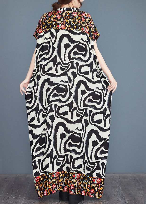 Summer Italian Vacation Print Patchwork Dresses Cotton Oversized
