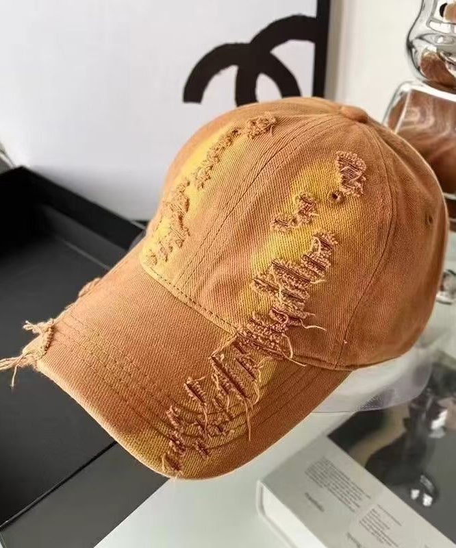 Hat Ripped Pink Versatile Version Cap Baseball Korean Gradient