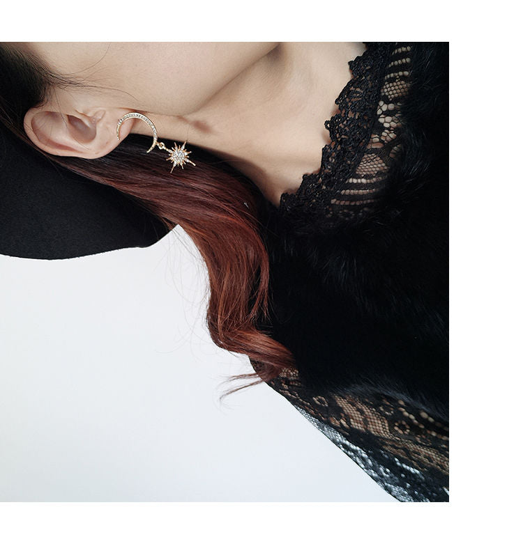 Moon and Drop Star Rhinestone Earring