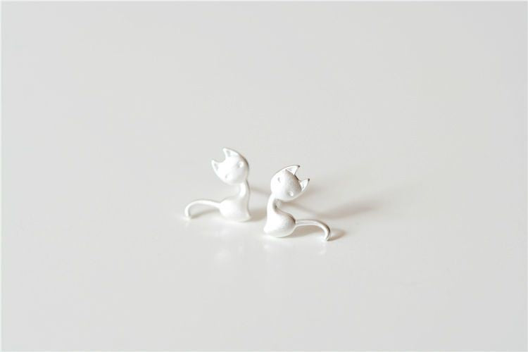 Cat Silver Sterling 925 Earring