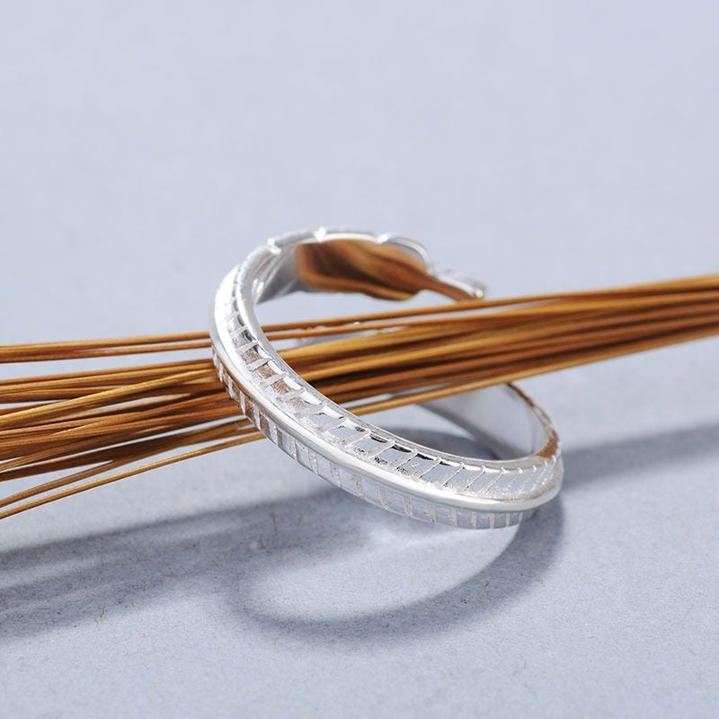 Open Ring Sterling 925 Silver Feather
