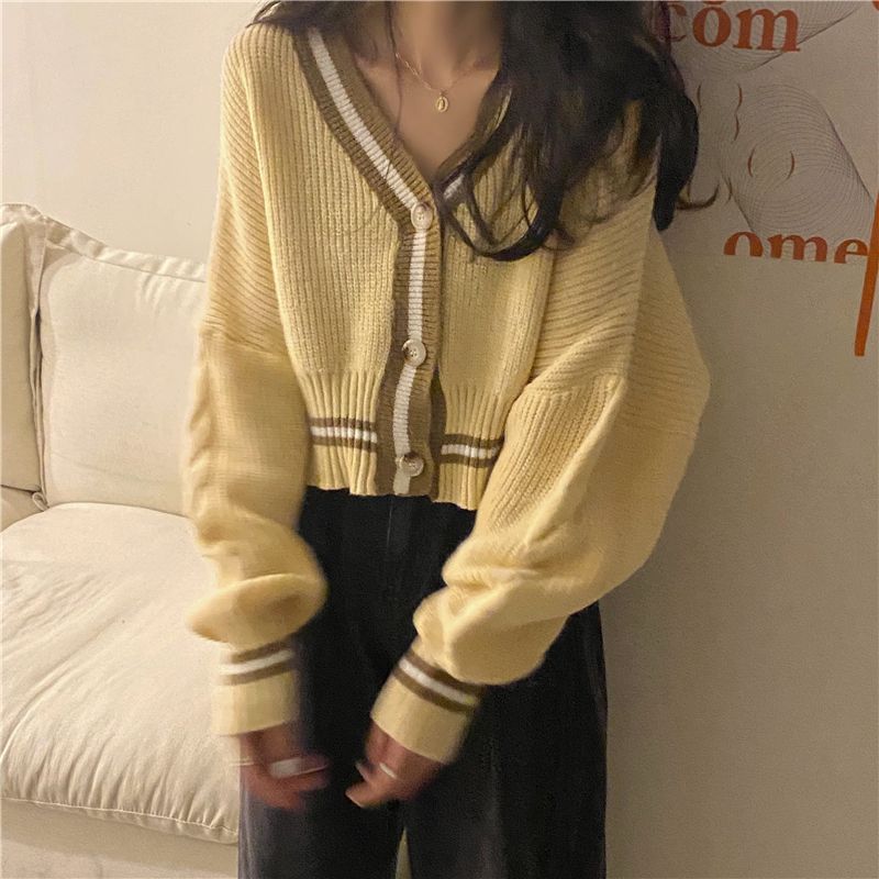 Trim Cardigan Contrast