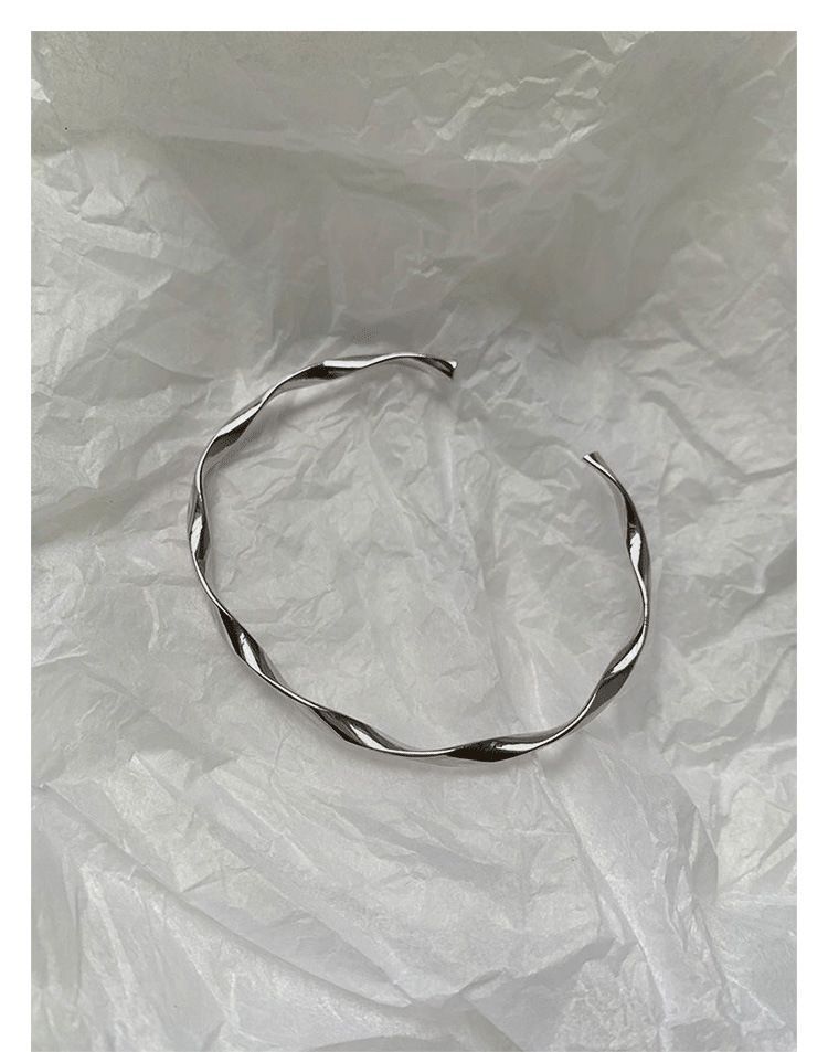 Sterling Silver Twisted Bangle Open