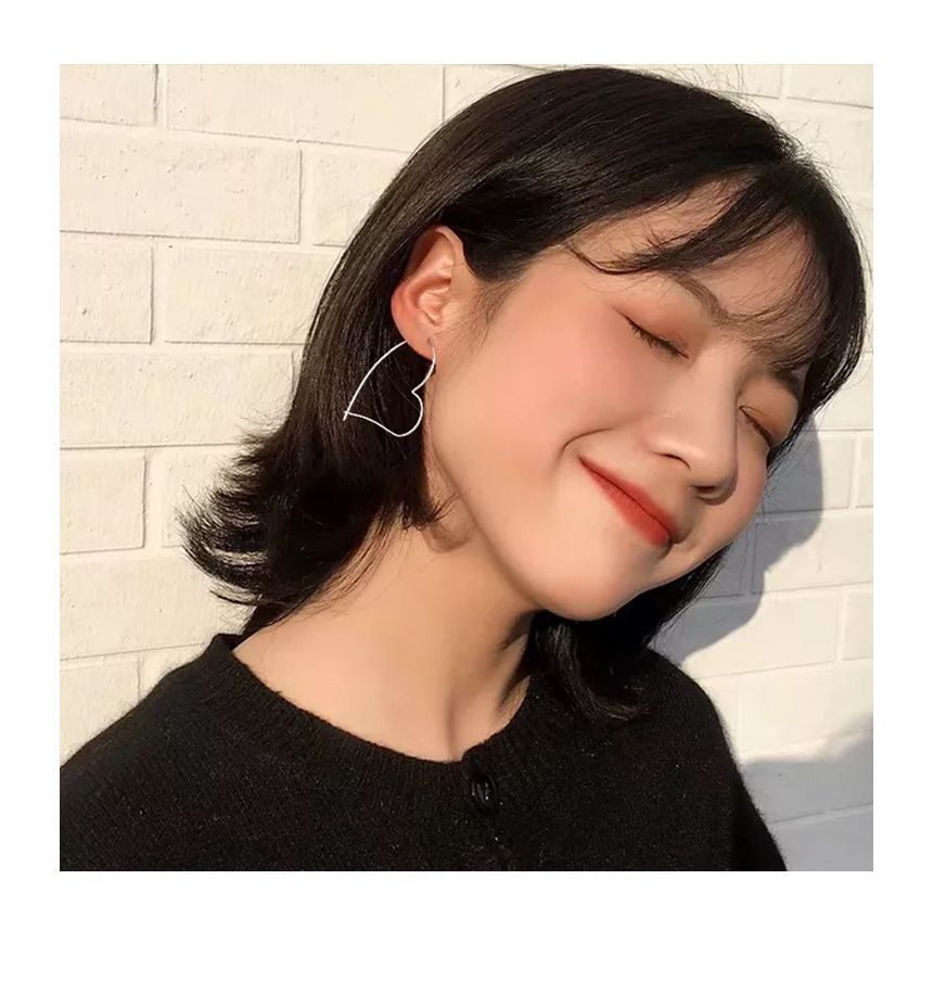 Hoop Sterling Silver Heart Earring