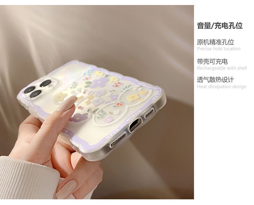 Transparent Case Phone Flower Bear