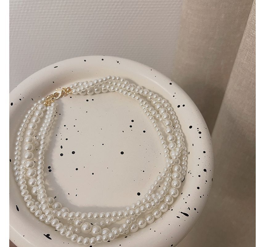 Pearl Choker Layered Faux