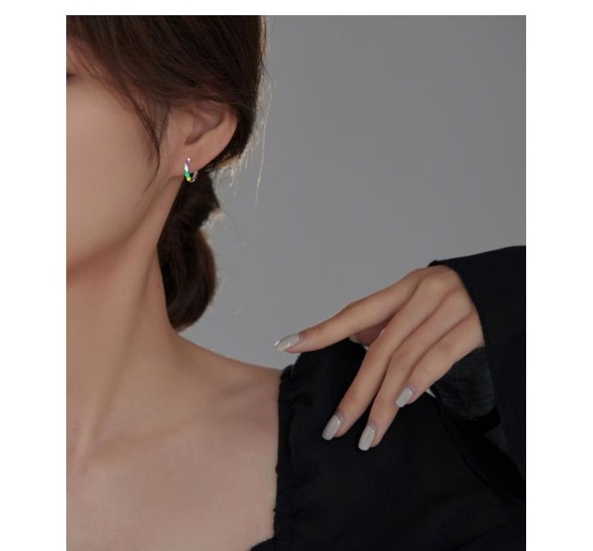 Silver Hoop Sterling Glaze Earring