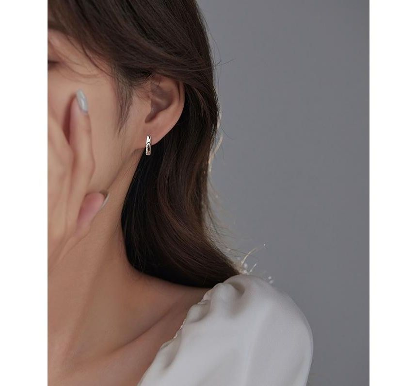 Hoop Silver Smiley Sterling Earring