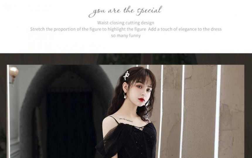 Evening A-Line Gown Panel Plain Mesh Spaghetti Strap