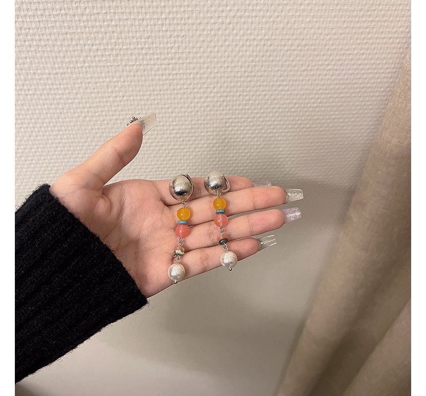 Alloy Pearl Bead Faux Glass Earring Dangle