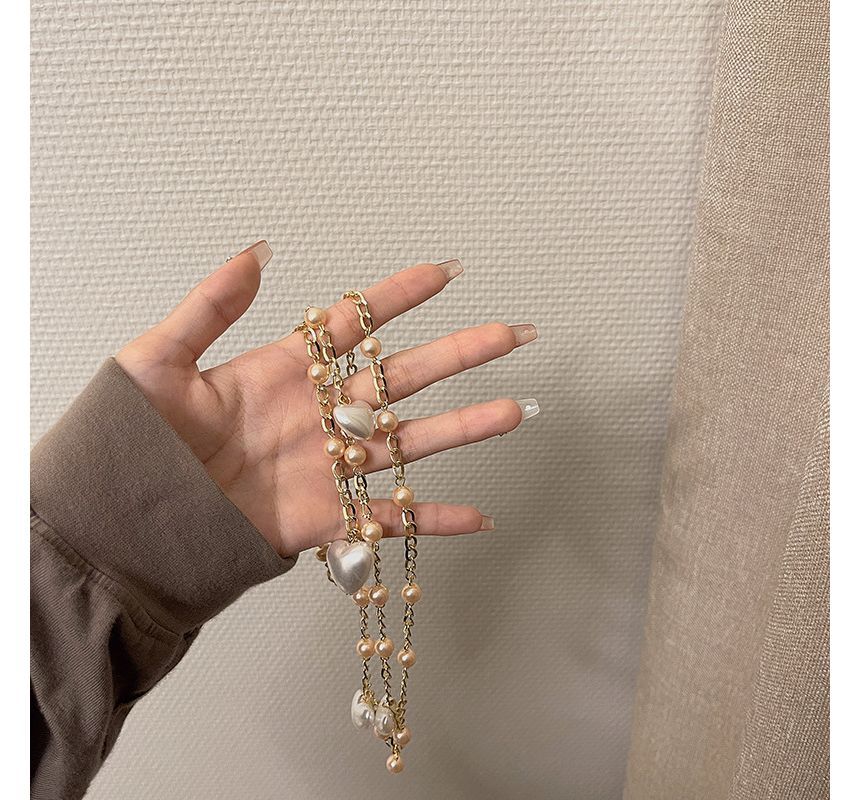 Waist Pearl Alloy Belt Heart Faux Chain