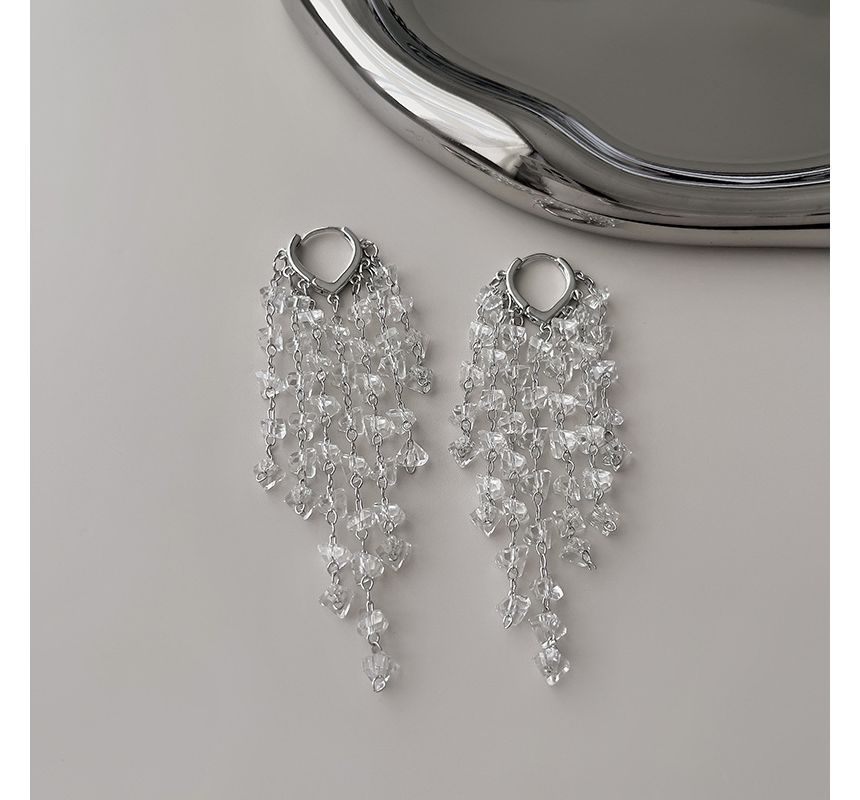 Faux Fringed Crystal Earring Alloy