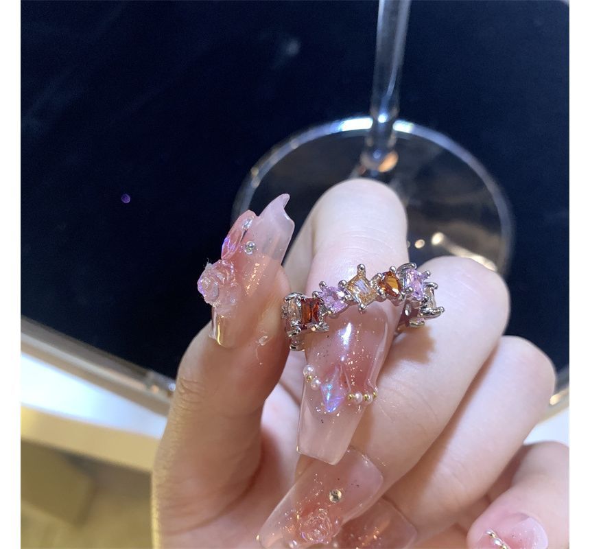 Open Rhinestone Alloy Ring